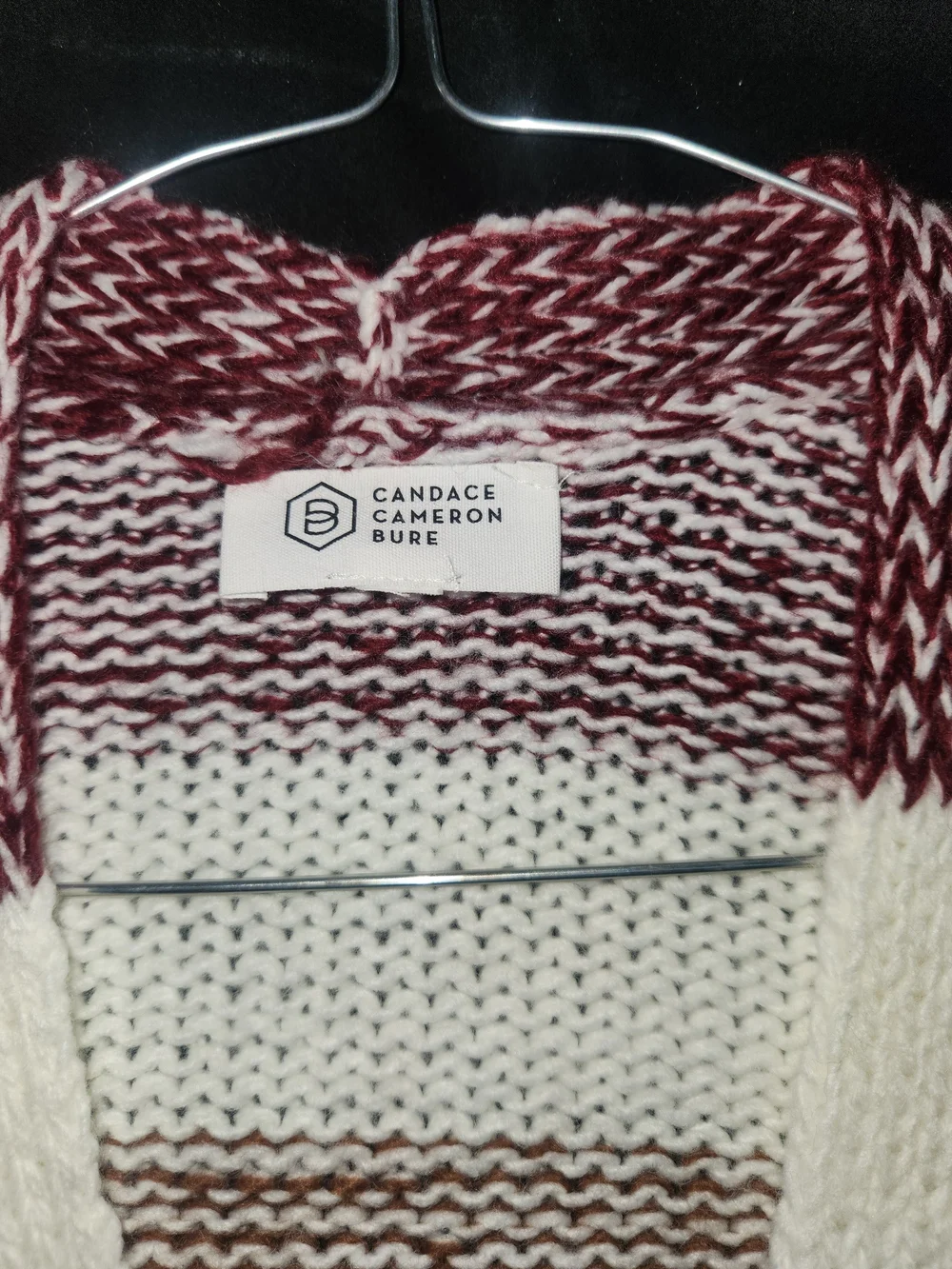 Striped Open-Front Women's Cardigan Sweater - White, Pink, Burgundy, Brown